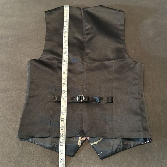 Men’s Floral Black Tuxedo Jacket & Vest Set Shawl Lapel Formal Party Size 30 NWT - Picture 9 of 13